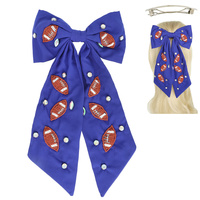 GAME DAY FOOTBALL BOW BARRETTE HAIR CLIP