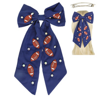 GAME DAY FOOTBALL BOW BARRETTE HAIR CLIP