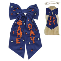 GAME DAY BEAD GEMSTONE BOW BARRETTE HAIR CLIP