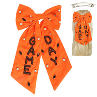 GAME DAY BEAD GEMSTONE BOW BARRETTE HAIR CLIP