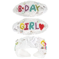 B-DAY GIRL GEMSTONE EMBELLISHED TOP KNOTTED HEADBAND