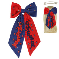 GAME DAY "CHEER" EMBROIDERED BOW BARRETTE HAIR CLIP