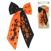 GAME DAY "CHEER" EMBROIDERED BOW BARRETTE HAIR CLIP