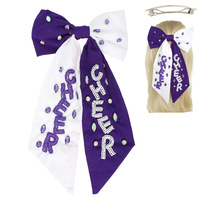 GAME DAY "CHEER" EMBROIDERED BOW BARRETTE HAIR CLIP