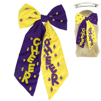 GAME DAY "CHEER" EMBROIDERED BOW BARRETTE HAIR CLIP