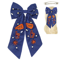 GAME DAY CHEER EMBROIDERED BOW BARRETTE HAIR CLIP