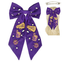 GAME DAY CHEER EMBROIDERED BOW BARRETTE HAIR CLIP