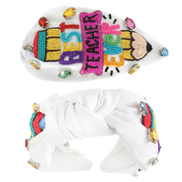 BEST TEACHER EVER EMBROIDERED TOP KNOTTED HEADBAND