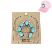 WESTERN TURQUOISE SQUASH BLOSSOM HAT PIN