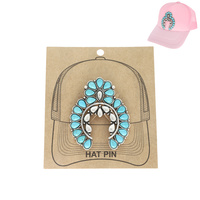 WESTERN TURQUOISE SQUASH BLOSSOM HAT PIN
