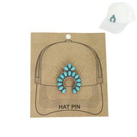 WESTERN TURQUOISE SQUASH BLOSSOM HAT PIN