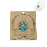 WESTERN TURQUOISE CLUSTER CONCHO HAT PIN
