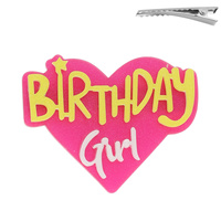 HEART BIRTHDAY GIRL ACRYLIC ALLIGATOR HAIR CLIP