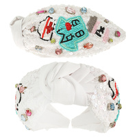 NURSE THEMED JEWELED TOP KNOTTED HEADBAND