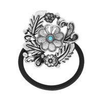 WESTERN FLORAL TURQUOISE CONCHO HAIR TIE