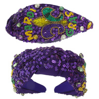 MARDI GRAS FLEUR DE LIS TOP KNOTTED HEADBAND