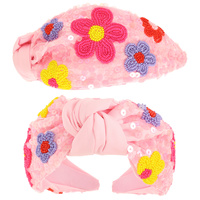 FLOWER THEME TOP KNOTTED HEADBAND