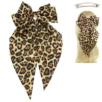 LEOPARD PRINT BOW BARRETTE HAIR CLIP