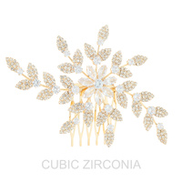 CZ EMBELLISHED BRIDAL FLORAL UPDO HAIR COMB PIN