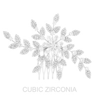 CZ EMBELLISHED BRIDAL FLORAL UPDO HAIR COMB PIN