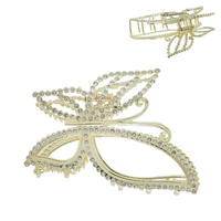METALLIC RHINESTONE PAVE BUTTERFLY HAIR CLAW CLIP