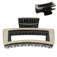 RHINESTONE PAVE OPEN RECTANGLE HAIR CLAW CLIP