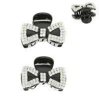 2PC RHINESTONE PAVE BOWTIE HAIR CLAW CLIP SET