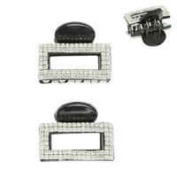 2PC RHINESTONE PAVE RECTANGLE HAIR CLAW CLIP SET