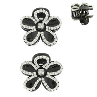 2PC RHINESTONE PAVE FLOWER HAIR CLAW CLIP SET