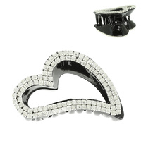 RHINESTONE PAVE OPEN HEART HAIR CLAW CLIP