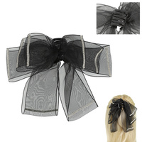 OVERSIZED RUFFLED MESH BOW KNOT HAIR CLAW CLIP