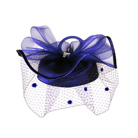 SATIN BRAID PILL BOX HAT W/ MESH BOW & NETTING