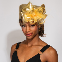 RIBBON METALLIC DRESSY NETTED PILL BOX BRAID HAT