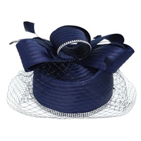 RIBBON METALLIC DRESSY NETTED PILL BOX BRAID HAT