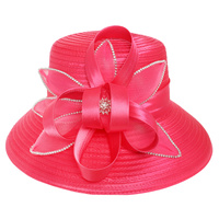 FLORAL JEWELED BOW DOWN BRIM BRAID HAT