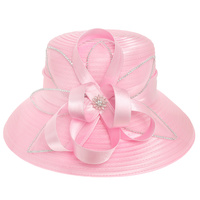 FLORAL JEWELED BOW DOWN BRIM BRAID HAT