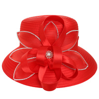 FLORAL JEWELED BOW DOWN BRIM BRAID HAT