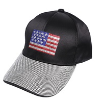 PATRIOTIC USA FLAG JEWELED BASEBALL CAP