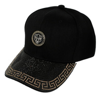 RHINESTONE EMBELLISHED LION GREEK KEY BASEBALL CAP