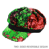 SEQUIN CAPTAIN NEWSBOY TRAIN CONDUCTOR CAP WITH CHAIN