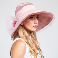 FABRIC BUCKET HAT WITH MESH ORGANZA TOP AND BOW