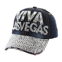 DENIM STYLISH BASEBALL CAP WITH "VIVA LAS VEGAS" WRITING