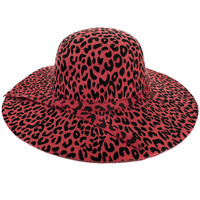 FASHION LEOPARD PRINT FELT BELTED FLOPPY HAT