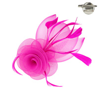 FUCHSIA POPULAR DRESSY FASCINATOR WITH FLORAL CENTER