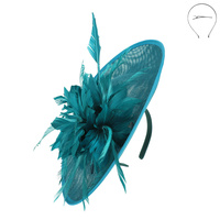 FLORAL FEATHERED SINAMAY FASCINATOR