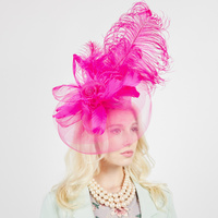 LRG PEACOCK FEATHER ROSE FASCINATOR