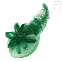 LRG PEACOCK FEATHER ROSE FASCINATOR