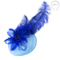 LRG PEACOCK FEATHER FLORAL FASCINATOR