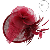 WOMEN'S TILT MESH FLOWER FEATHERED FASCINATOR