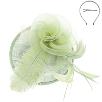 WOMEN'S TILT MESH FLOWER FEATHERED FASCINATOR